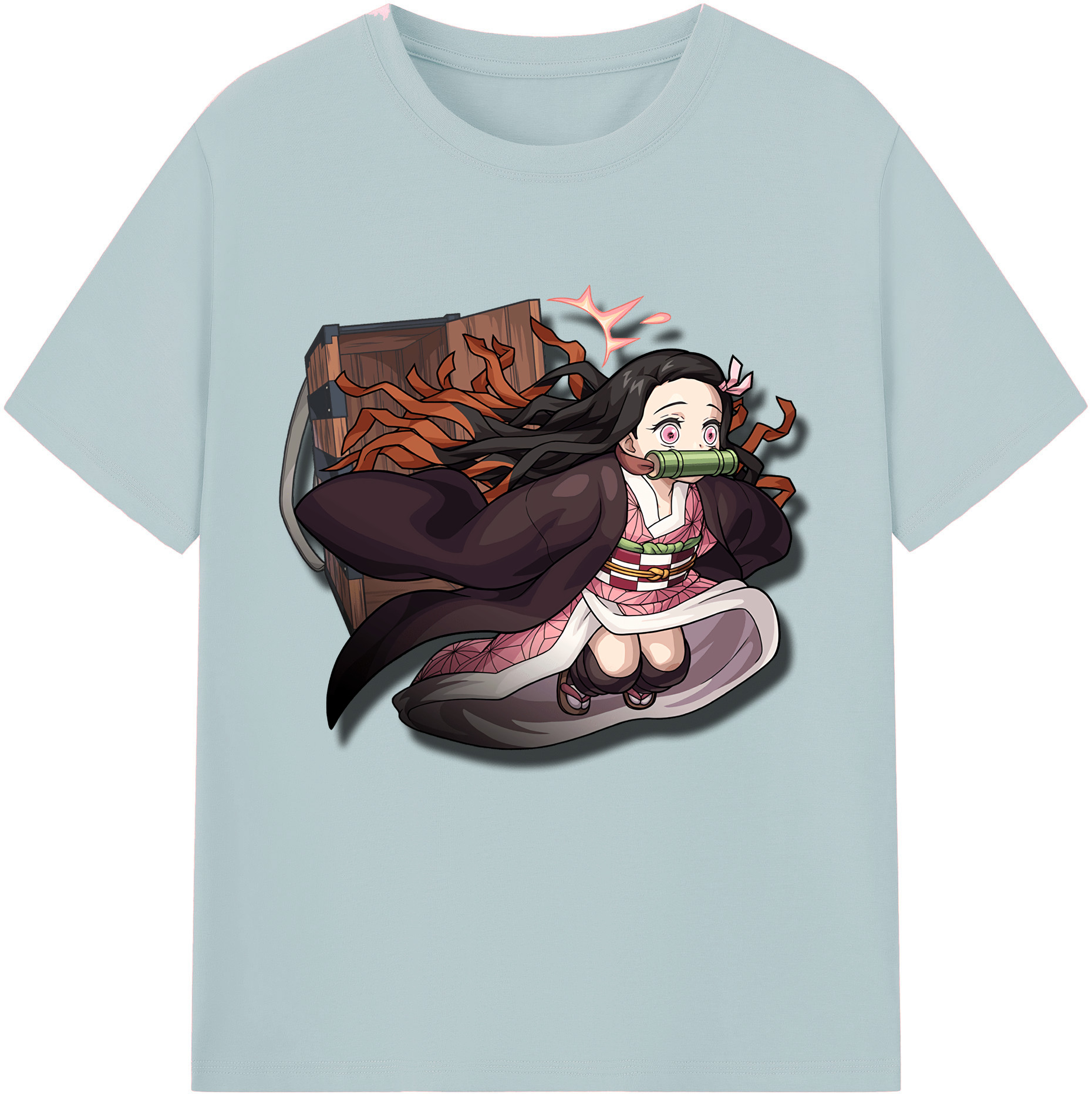 （画像用） 鬼滅の刃（きめつのやいば）竈門 禰󠄀豆子／かまど ねずこ Kamado Nezuko 綿100％半袖Tシャツ（フロントプリント）